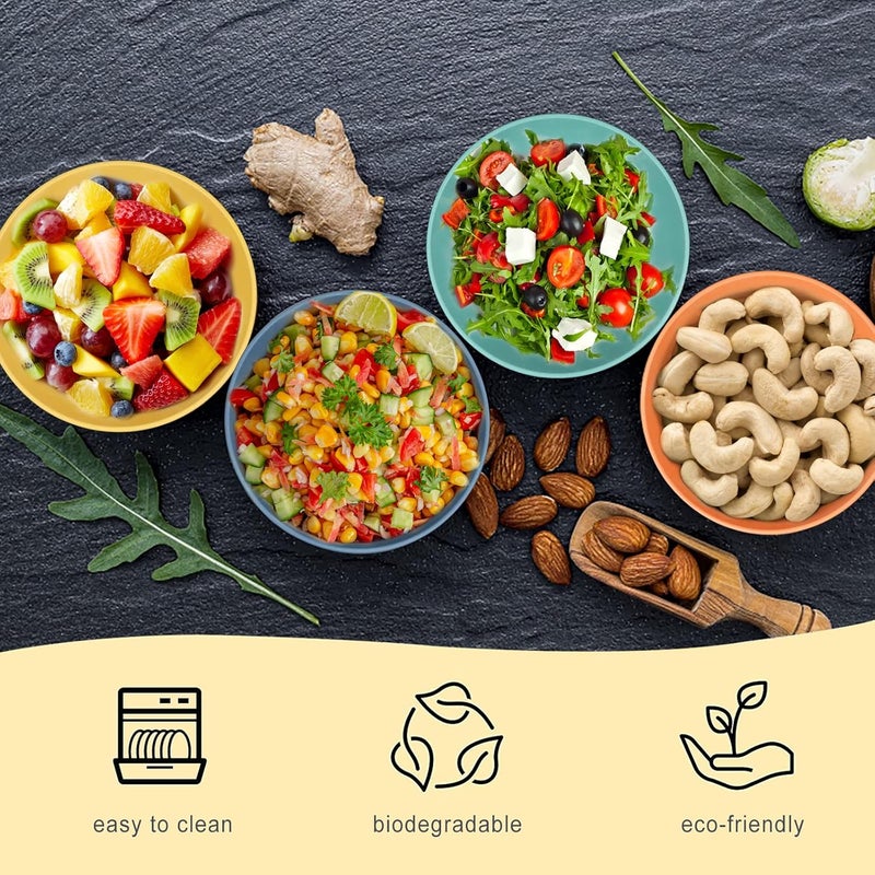 Wrova Wheat Straw Bowl Sets8 PCS Unbreakable Cereal Bowl 26 OZMicrowave and Dishwasher Safe BowlsBowl Sets for Camping and Picnic BPA Free Colorful Salad Bowls for Serving SoupOatmeal and Fruit Etc - Image 3