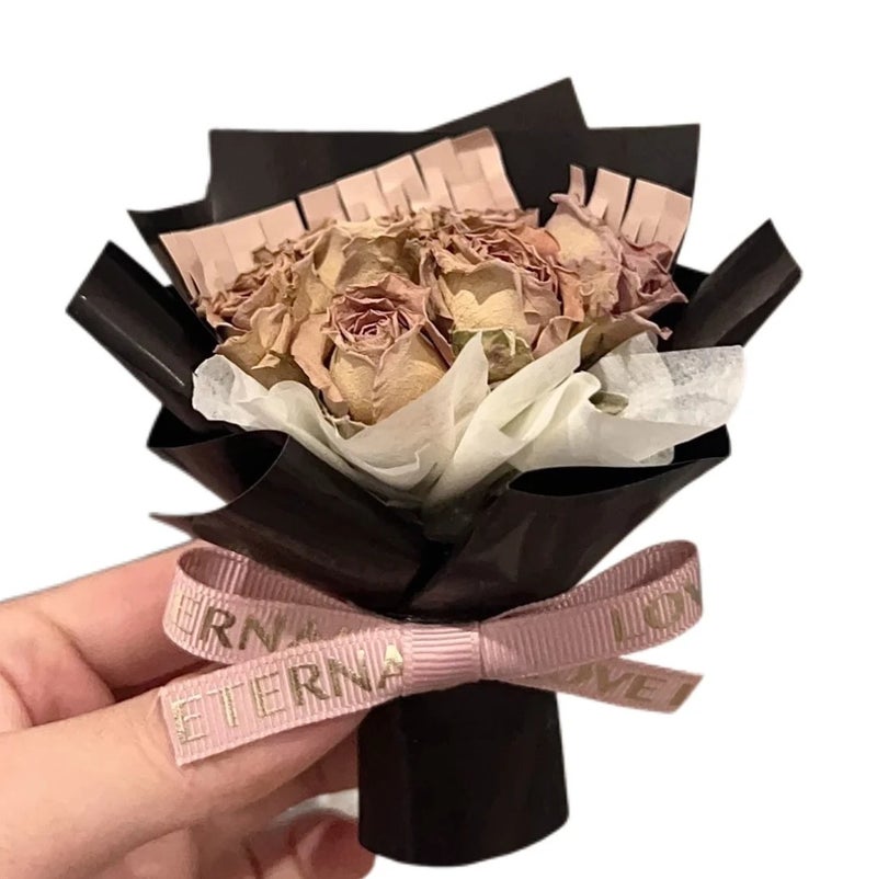 Bluejw Delicate Mini Rose Bouquet - Preserved Real Dried Flowers, Beautiful Car Decor & Festival Gifts Featuring Natural Dried Plants - Image 2