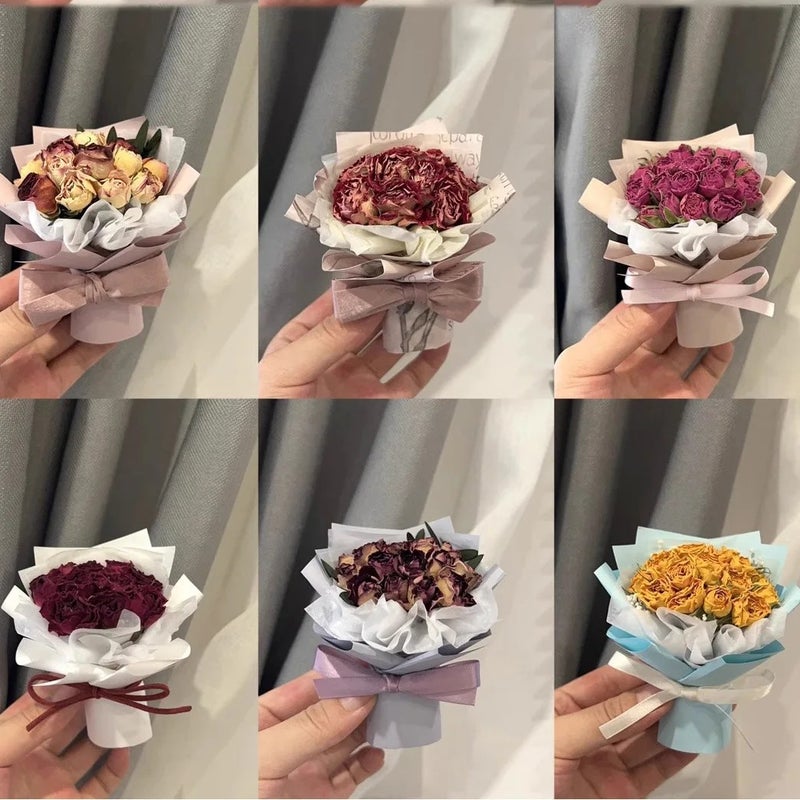 Bluejw Delicate Mini Rose Bouquet - Preserved Real Dried Flowers, Beautiful Car Decor & Festival Gifts Featuring Natural Dried Plants - Image 4