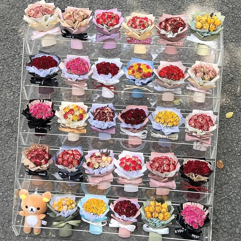 Bluejw Delicate Mini Rose Bouquet - Preserved Real Dried Flowers, Beautiful Car Decor & Festival Gifts Featuring Natural Dried Plants - Image 3