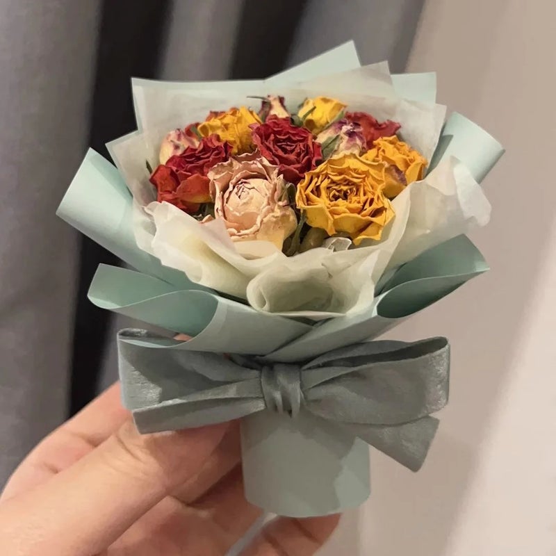 Bluejw Delicate Mini Rose Bouquet - Preserved Real Dried Flowers, Beautiful Car Decor & Festival Gifts Featuring Natural Dried Plants - Image 5