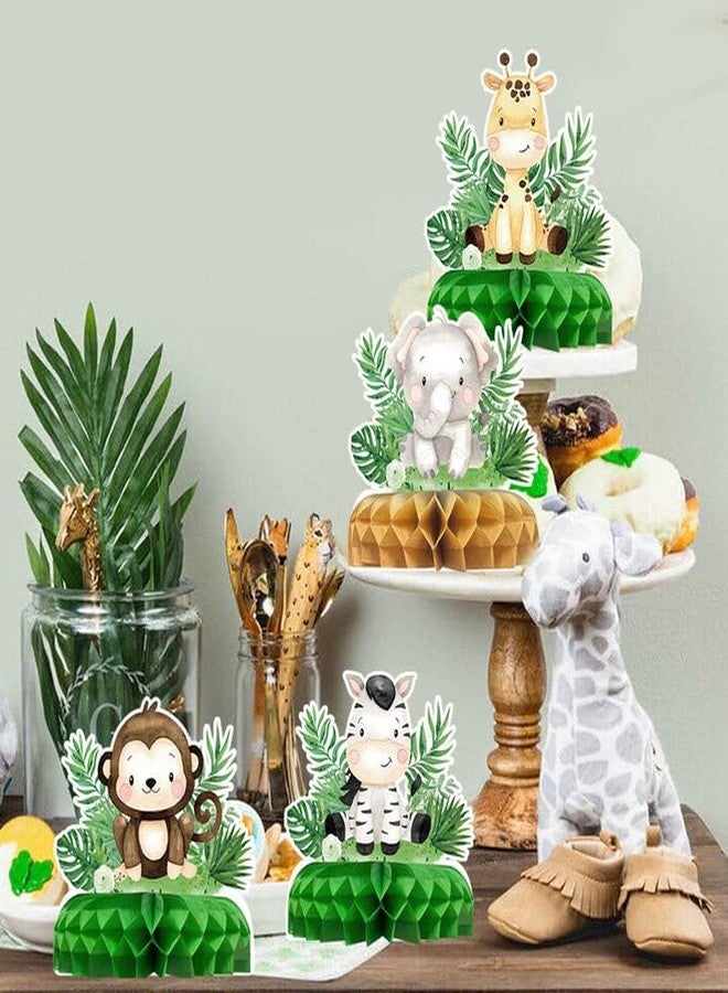 Fengrise Safari Baby Shower Honeycomb Centerpiece Table Decorations Jungle Animals Party Supplies for Baby Shower Boy Decoration Wild One Birthday Outfit Boy Girl Gender Reveal Sage Party Decor - Image 4