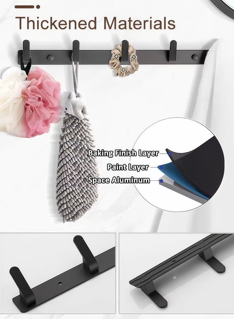HQ-GAMING Wall Mount Coat Rack Over Door Hook Hange Space Aluminum Black Towel Rack 5 Hooks Hanging Holder Heavy Duty Towel Rack Decorative Bath Hooks for Kitchen Entryway Bathroom Bedroom - Image 4