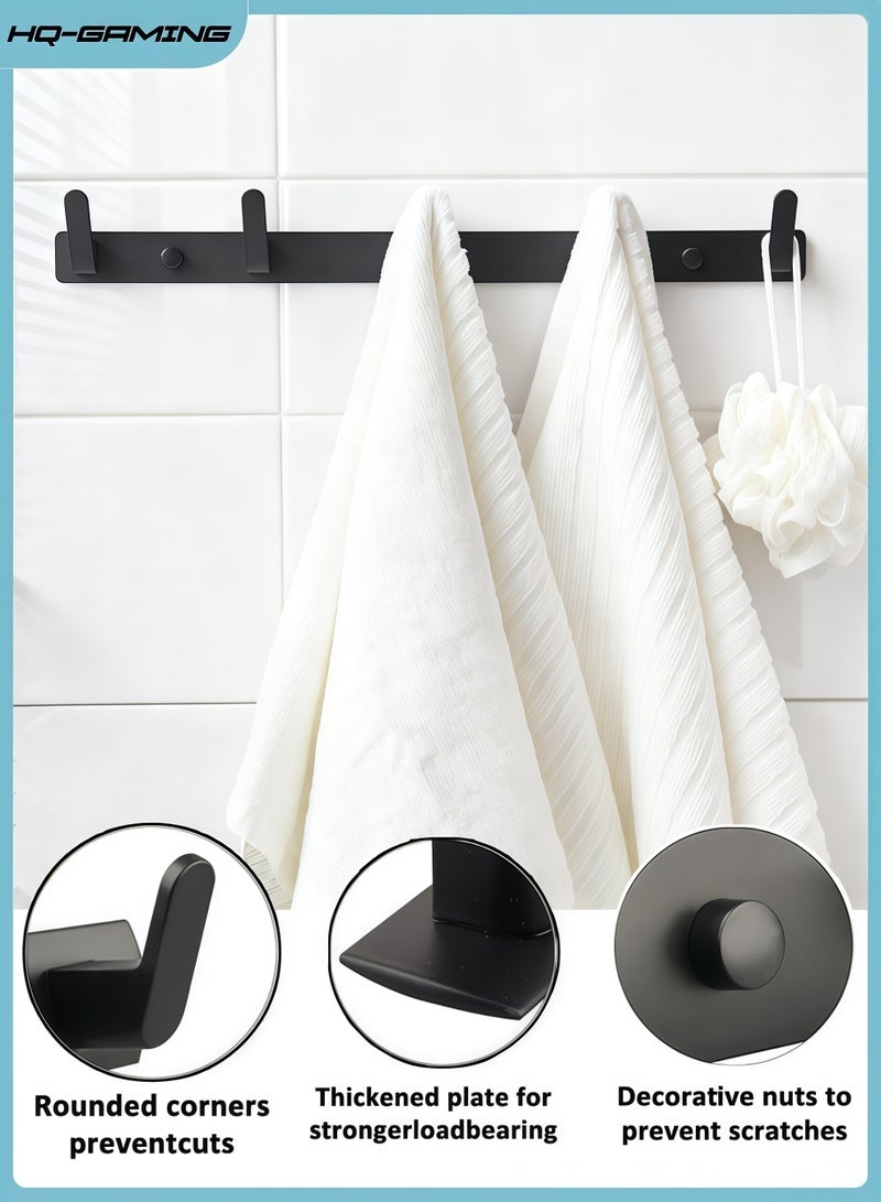HQ-GAMING Wall Mount Coat Rack Over Door Hook Hange Space Aluminum Black Towel Rack 5 Hooks Hanging Holder Heavy Duty Towel Rack Decorative Bath Hooks for Kitchen Entryway Bathroom Bedroom - Image 1