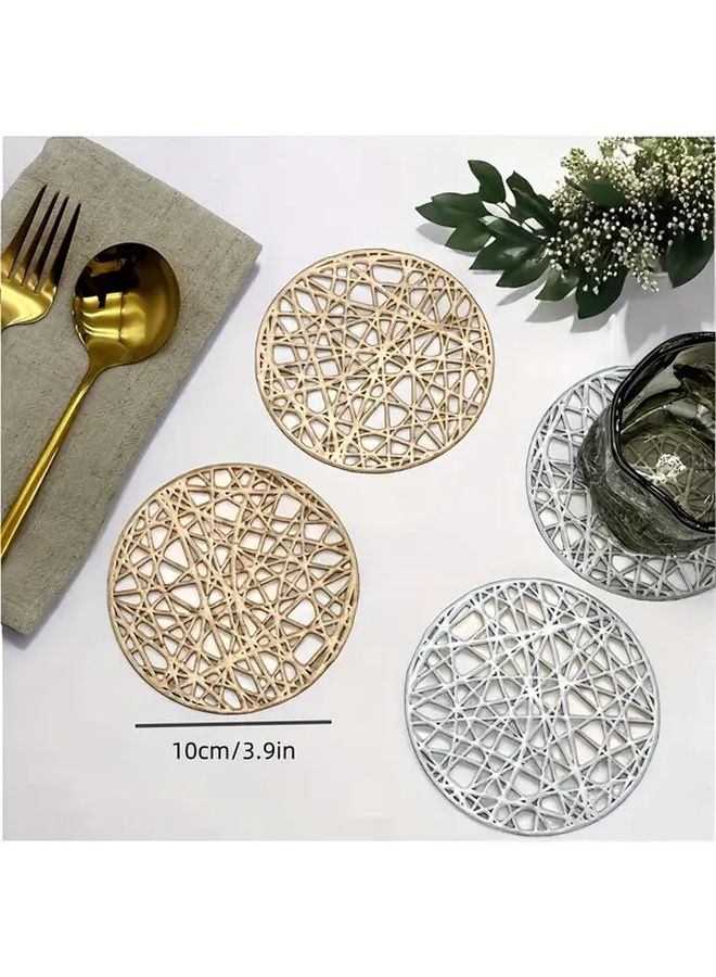 Bohemian Geometric Pattern Coasters Set Of 10 Polychrome Plastic Round For Home Decor - Image 3