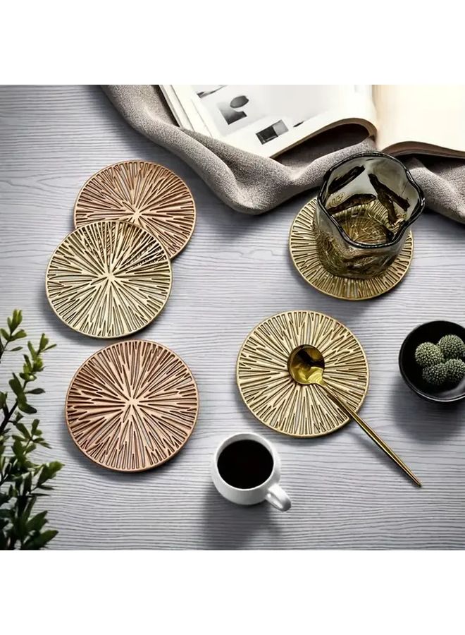 Bohemian Geometric Pattern Coasters Set Of 10 Polychrome Plastic Round For Home Decor - Image 1