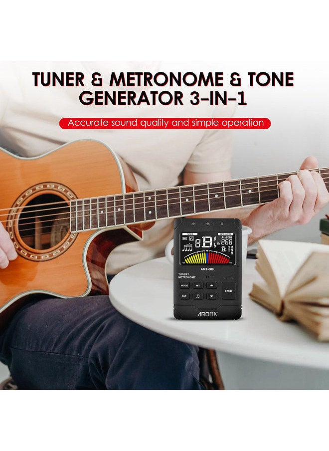 Generic - amt-600 tuner & metronome & tone generator 3-in-1 rechargeable 2.5-inch color lcd guitar tuner mini digital metronome electronic metronome - Image 1