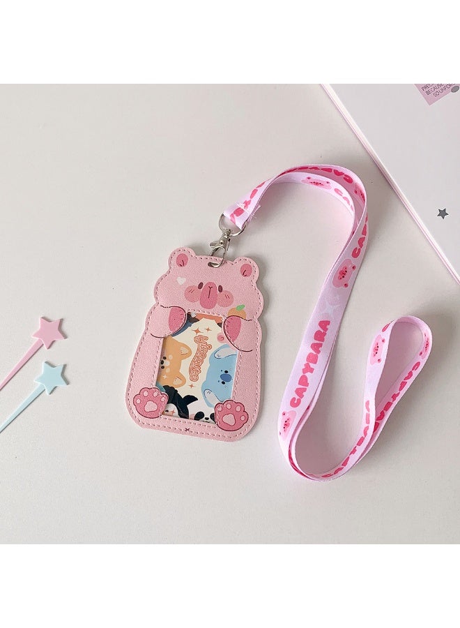 NIBEMINENT 1 - Piece Tongan Animal Series PU Kpop Photo Card Holder Pendant Key Chain ID Badge Holder ID Card Holder Photo Card Protector for School ID Office ID Access Card for Women Girls - Image 1