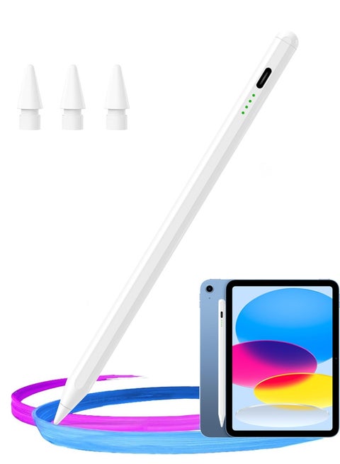 قلم شاشة لجهاز iPad مع وظيفة رفض راحة اليد، قلم نشط متوافق (2018-2026) Apple iPad Pro 11/12.9 بوصة، iPad 10/9/8/7/6th، iPad Air 5/4/3 الجيل، iPad Mini 6/ الجيل الخامس