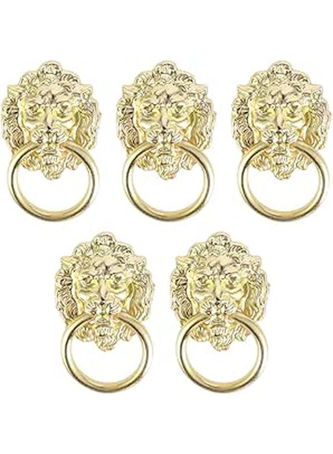 Vintage Lion Head Cabinet Pull Handles 5PCS Zinc Alloy Drawer Rings For Wardrobe Kitchen - Image 1