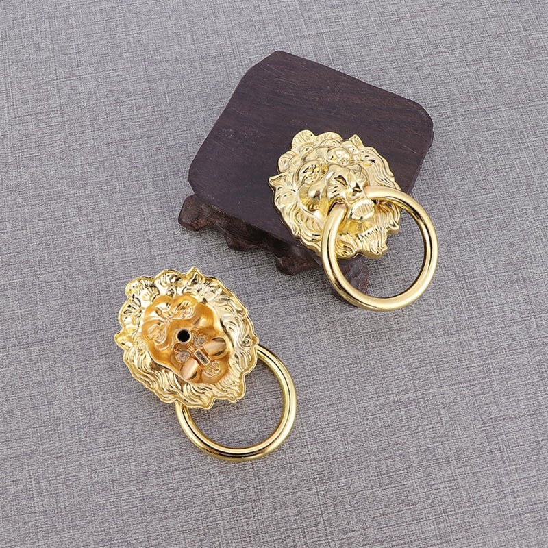 Vintage Lion Head Cabinet Pull Handles 5PCS Zinc Alloy Drawer Rings For Wardrobe Kitchen - Image 5