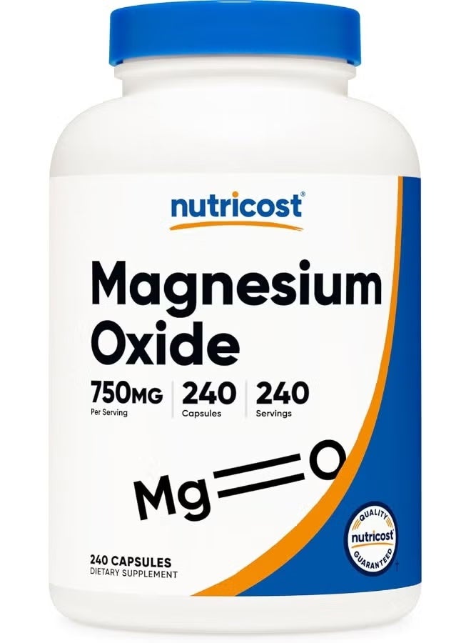 Nutricost, Magnesium Oxide , 750 mg , 240 Capsules - Image 1