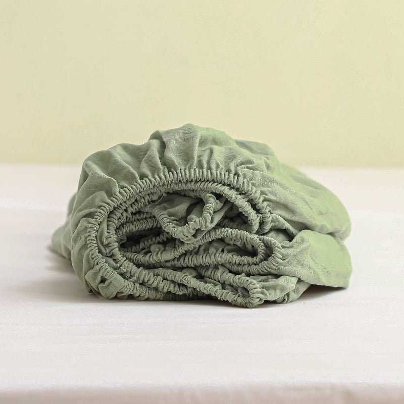 SimpleOpulence 100 Linen Fitted Sheet King1 Piece 14 Inch Deep Pocket Mattress Cover Natural French Flax Stone Washed Farmhouse Soft Breathable Bottom SheetsSage Green