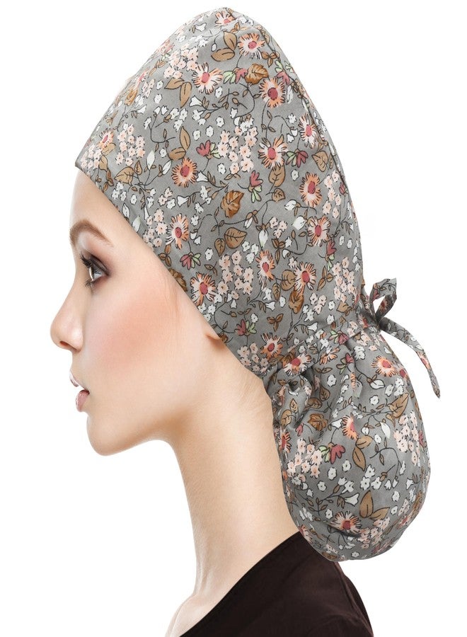 QBA Adjustable Working Cap with Button, Satin-Lined Hat, Cotton Working Hat Sweatband, Elastic Tie Back Hats Unisex, #Satin Lined Dandelions in Gray, One size - Image 3