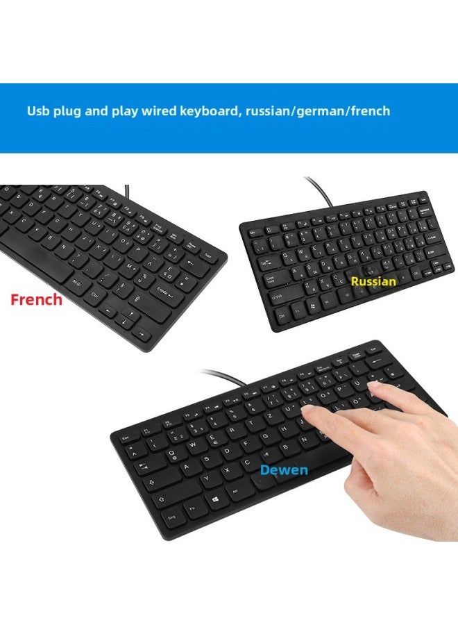 USB Wired Keyboard Plug And Play Small Language English Russian French German Spanish Spot-Color:Cangjie-Black - Image 2
