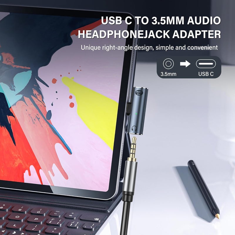 SinLoon USB C to 35mm Audio Adapter USB Type C to Aux Female Headphones Jack 100W 2in1 PD Power Supply Adapter DAC USB C Headphone Adapter for USB C Devices Without 35mm Interface - Image 3