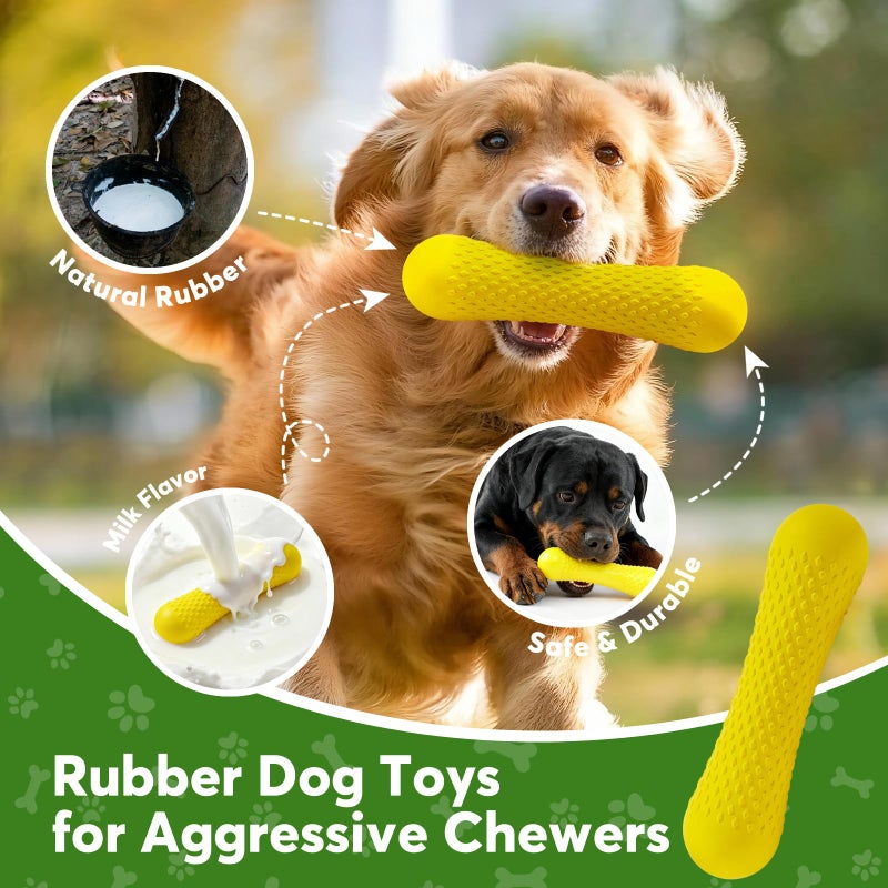 Kimee Natural Rubber Dog Chew Toy, Tough Bone Dog Toy for Aggressive Chewers, Milk-Scented Interactive Dog Toy for Medium & Large Dogs to Chew, Tug & Fetch - Image 3