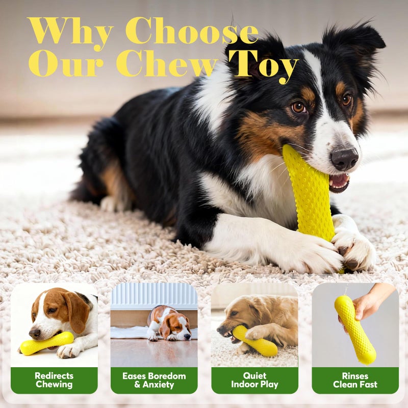 Kimee Natural Rubber Dog Chew Toy, Tough Bone Dog Toy for Aggressive Chewers, Milk-Scented Interactive Dog Toy for Medium & Large Dogs to Chew, Tug & Fetch - Image 4