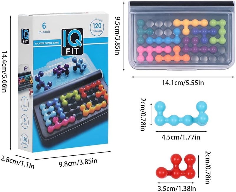 Tec Tavakkal لعبة ألغاز IQ لتحدي الذكاء للأطفال، ألغاز منطقية ثلاثية الأبعاد محمولة، 120 تحديًا، لعبة تعليمية للسفر لتطوير الدماغ وحل المشكلات للأطفال والبالغين (كتل ألغاز IQ) - Image 4