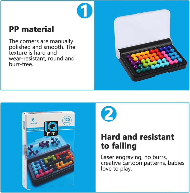 Tec Tavakkal لعبة ألغاز IQ لتحدي الذكاء للأطفال، ألغاز منطقية ثلاثية الأبعاد محمولة، 120 تحديًا، لعبة تعليمية للسفر لتطوير الدماغ وحل المشكلات للأطفال والبالغين (كتل ألغاز IQ) - Image 2