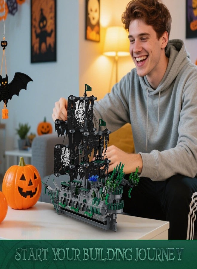 Brihappen Ghost Ship Flying Dutchman Building Blocks Set for Adults (1100 Pieces) - Pirate Ship Model with Light Home Office Collection, Birthday Gifts for Building Blocks Lover - Image 5