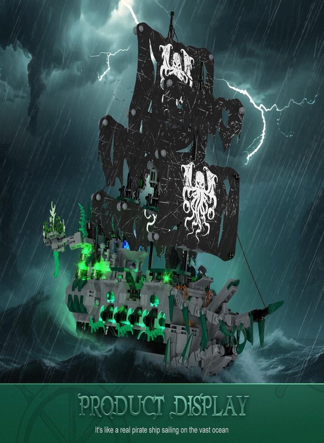 Brihappen Ghost Ship Flying Dutchman Building Blocks Set for Adults (1100 Pieces) - Pirate Ship Model with Light Home Office Collection, Birthday Gifts for Building Blocks Lover - Image 4