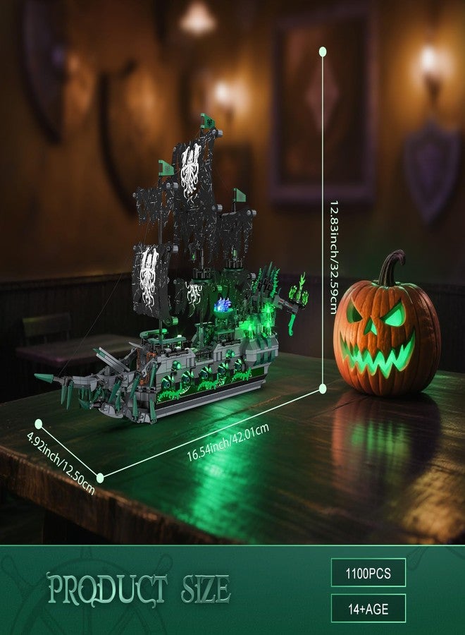 Brihappen Ghost Ship Flying Dutchman Building Blocks Set for Adults (1100 Pieces) - Pirate Ship Model with Light Home Office Collection, Birthday Gifts for Building Blocks Lover - Image 2