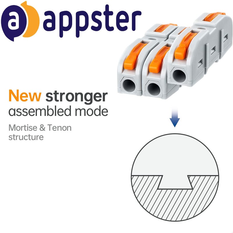 APPSTER 25pcs Wire Connector Universal Connection Terminals, Circuit Inline Splices Electric Cable Connectors, SPL-1 Clamp with Actuation Lever, 4 mm² Conductor Clamp, Quick & Freely Assemble - Image 3