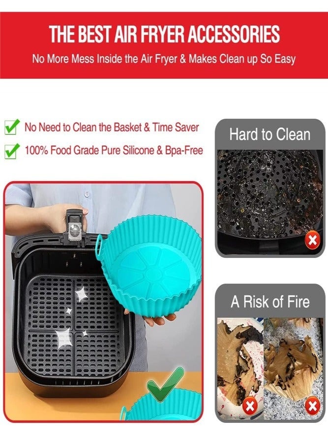 Forest Home 2 Pcs Reusable Air Fryer Silicone Liners Pot for 3 to 5 QT Replacement of Flammable Parchment Paper Baking Tray Oven Accessories - Image 3