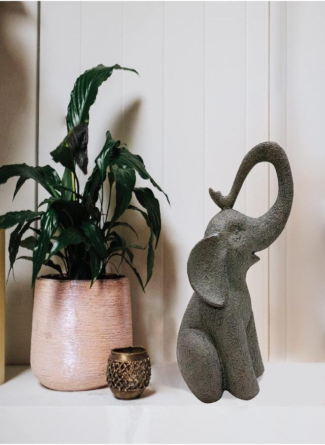 Design House 395889 Good Luck Elephant Indoor/Outdoor Figurine Statue for Home & Office Décor Housewarming Gifting Birthdays, Stone
