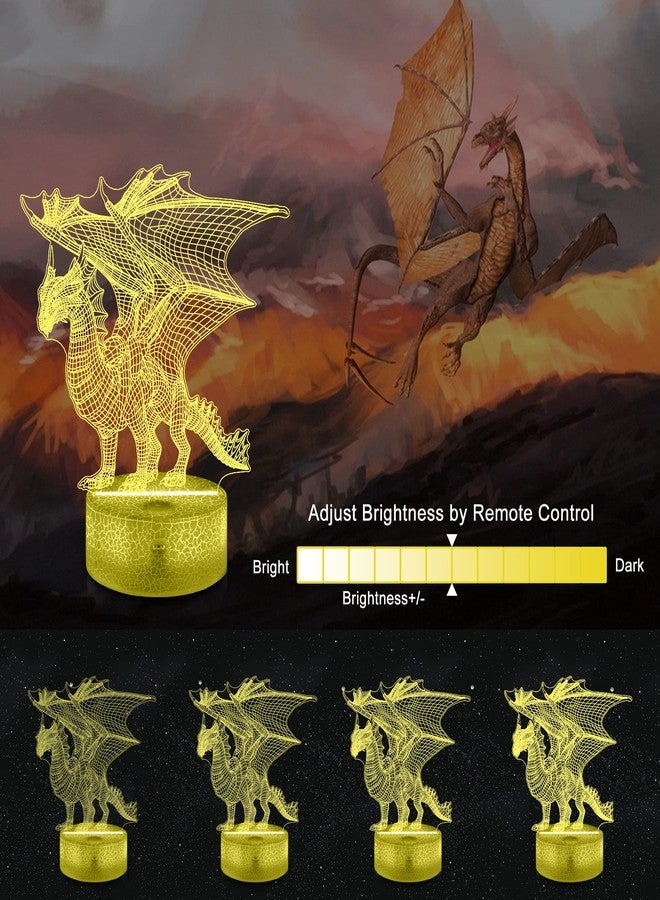 Ammonite Dragon Lamp for Kids, 3D Dragon Night Light Toy,16 Colors with Remote Control Kids Room Decor As a Christmas Birthday Gifts for Boys Girls - Image 4
