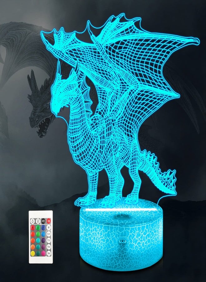 Ammonite Dragon Lamp for Kids, 3D Dragon Night Light Toy,16 Colors with Remote Control Kids Room Decor As a Christmas Birthday Gifts for Boys Girls - Image 1