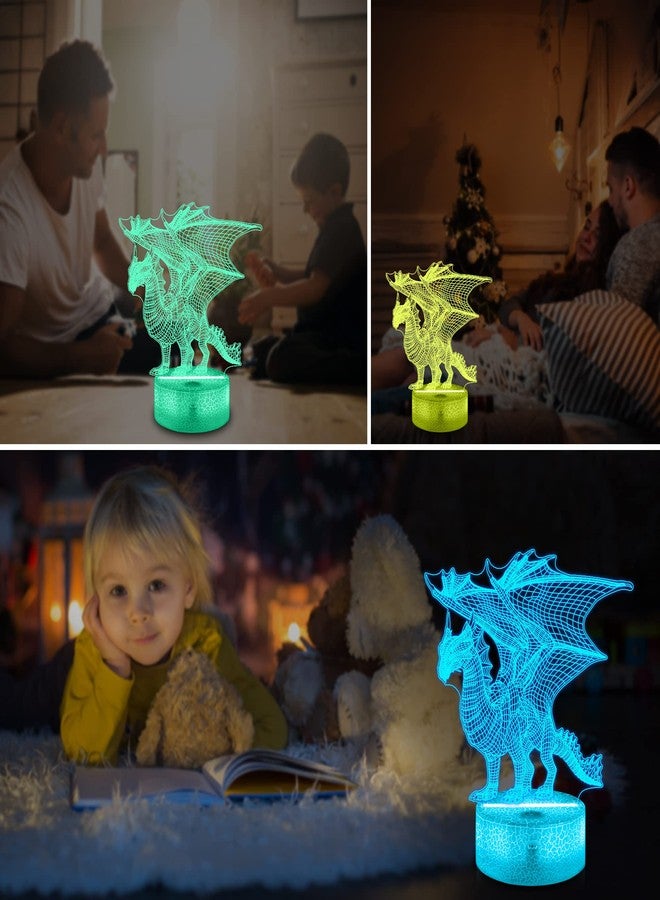 Ammonite Dragon Lamp for Kids, 3D Dragon Night Light Toy,16 Colors with Remote Control Kids Room Decor As a Christmas Birthday Gifts for Boys Girls - Image 3