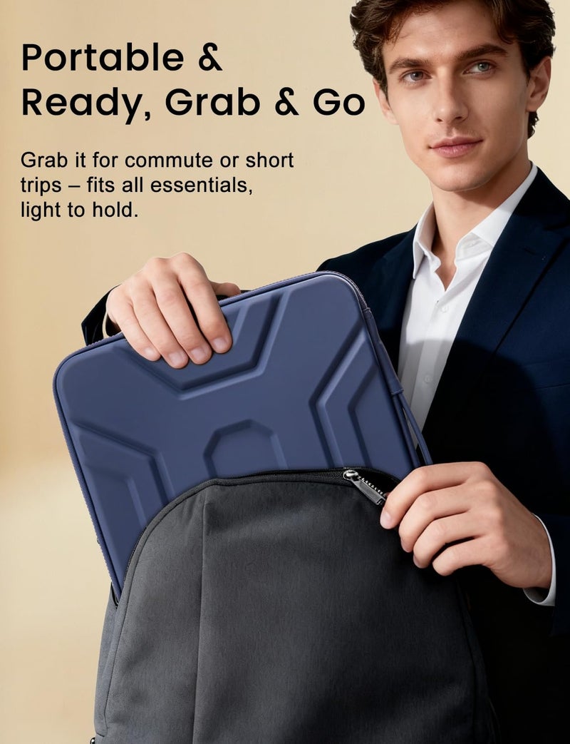 DOMISO 14 inch Laptop Sleeve with Handle, Shockproof & Waterproof EVA Protective Laptop case, Hard Laptop Sleeve for 14" HP Dell Asus Lenovo Laptop, Dark Blue - Image 5