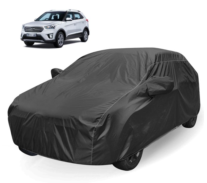 Auto Hub Car Cover Compatible with Hyundai Creta Old (Model : 2015-2019) with Mirror Pocket, Water Resistant, Triple Stitched, Creta Old Car Cover, Grey - Image 1
