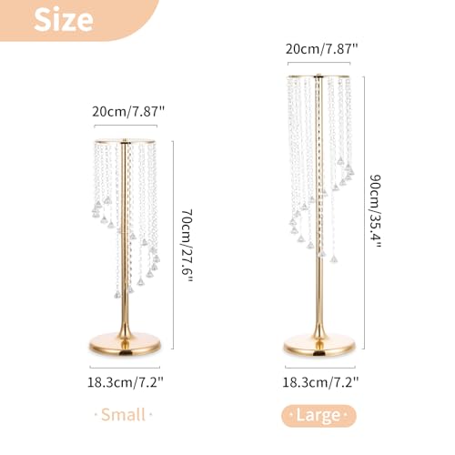 Nuptio Wedding Centerpieces Gold Vases: 2 Pcs 35.4in Tall Crystal Flower Vase Metal Flowers Stand for Party Tables Decorations - Elegant Bulk Weddings Decoration Table Chandelier Centerpiece Stands - Image 5
