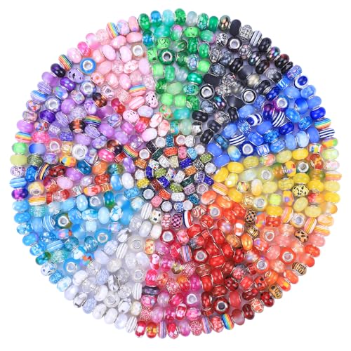 AIPRIDY 224 Pieces Large Hole Fairy Wand Garden Beads, Assorted European Craft Beads Mixed Color Lampwork Spacer Beads,European Large Hole Beads for DIY Jewelry Making Supplies (14 Style) - Image 1