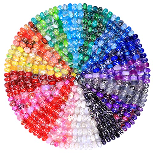 AIPRIDY 224 Pieces Large Hole Fairy Wand Garden Beads, Assorted European Craft Beads Mixed Color Lampwork Spacer Beads,European Large Hole Beads for DIY Jewelry Making Supplies (14 Style) - Image 2