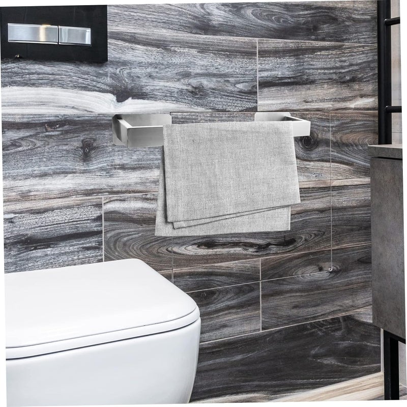 VOSAREA Self Adhesive Towel Mounted Stainless Steel Towel Holder for Bathroom Towel Bar for Wet Environments Brushed Finish Towel Storage - Image 4