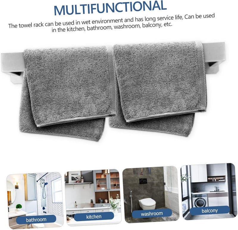VOSAREA Self Adhesive Towel Mounted Stainless Steel Towel Holder for Bathroom Towel Bar for Wet Environments Brushed Finish Towel Storage - Image 5