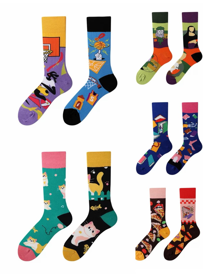 SYNSYB Colorful Novelty Dress Socks - One Size Fits Most, Funny & Funky Patterned Crew Socks for Men & Women - Image 1