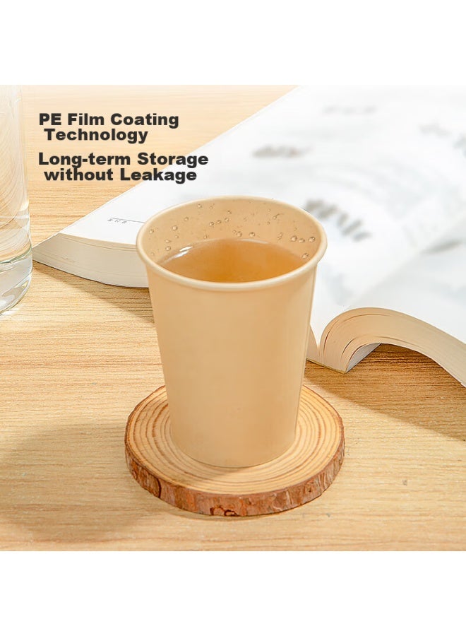 Temeiju Disposable Paper Cups, Thickened, Heat-resistant, For Drinks, Business Office Tea Cups, Eco-friendly Natural Color Water Cups, 270ml*50 Pieces - Image 5