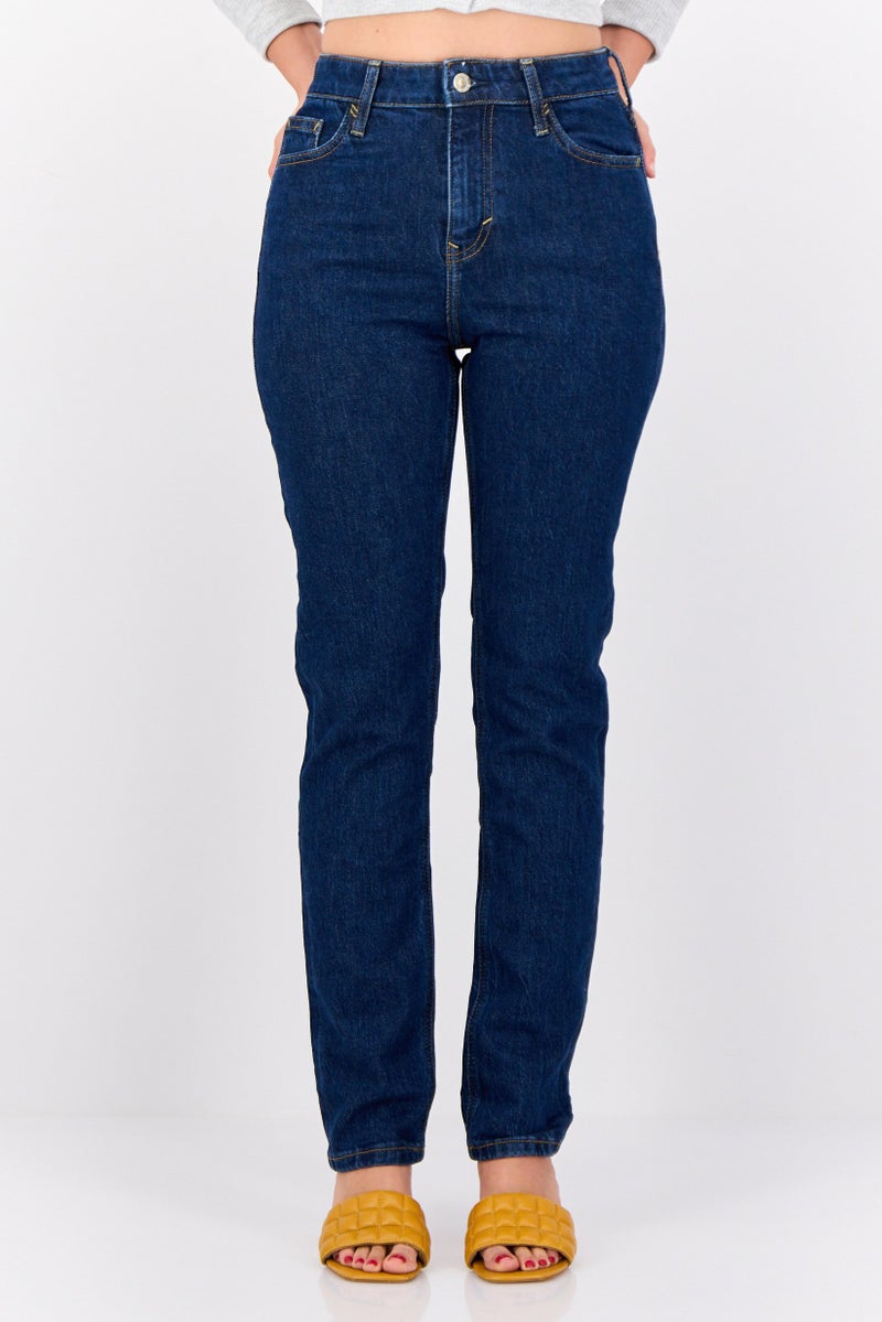 ESPRIT Women Slim Fit Washed Stretchable Jeans, Blue - Image 1