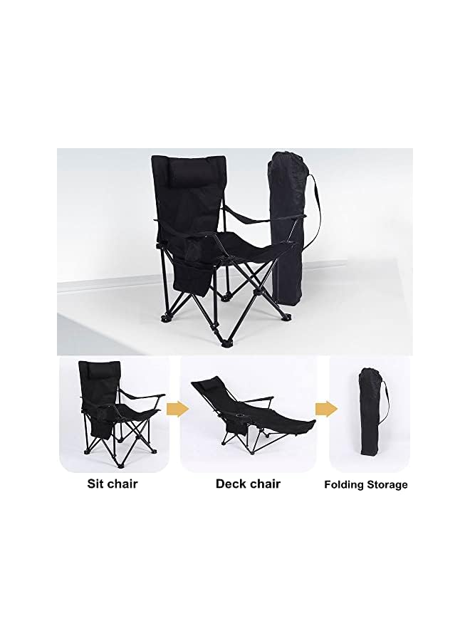 PROMASS Portable Outdoor Camping Chairs,Beach Armchair,Sit And Lie Dual -Purpose,With Cup Support, Net Pocket,Beach Folding Chair Fishing Chair,Black - Image 5