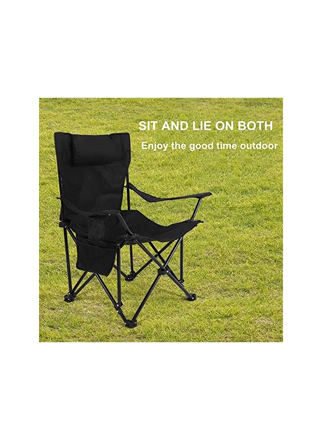 PROMASS Portable Outdoor Camping Chairs,Beach Armchair,Sit And Lie Dual -Purpose,With Cup Support, Net Pocket,Beach Folding Chair Fishing Chair,Black - Image 3