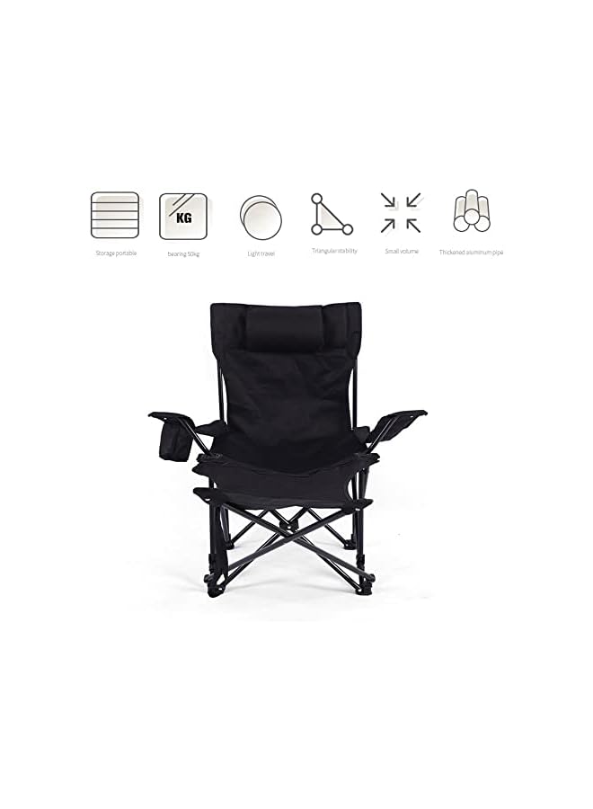 PROMASS Portable Outdoor Camping Chairs,Beach Armchair,Sit And Lie Dual -Purpose,With Cup Support, Net Pocket,Beach Folding Chair Fishing Chair,Black - Image 4