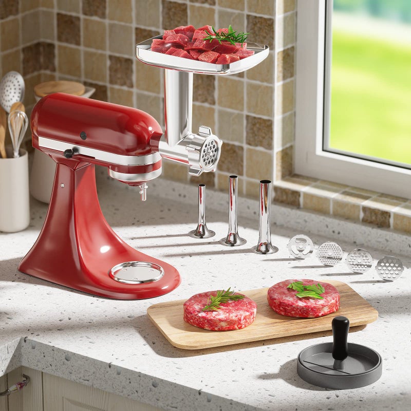 HOZODO Metal Meat Grinder Attachment For KitchenAid Stand Mixer, Sausage Stuffer, Burger Press, Food Grinder Attachment for Kitchen Aid Accessories and Attachments - Image 3