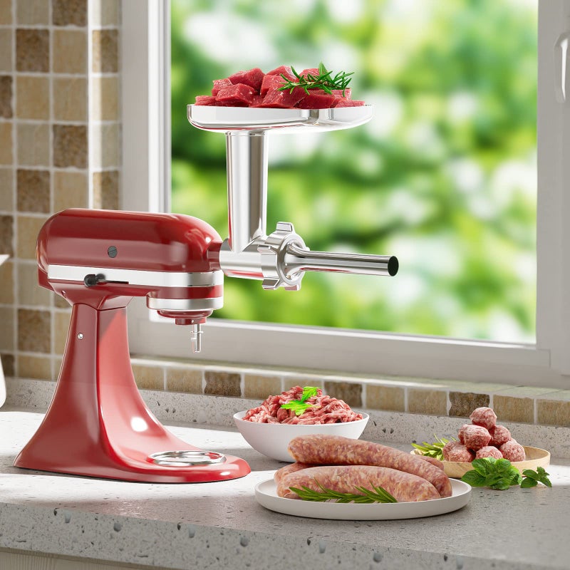 HOZODO Metal Meat Grinder Attachment For KitchenAid Stand Mixer, Sausage Stuffer, Burger Press, Food Grinder Attachment for Kitchen Aid Accessories and Attachments - Image 4