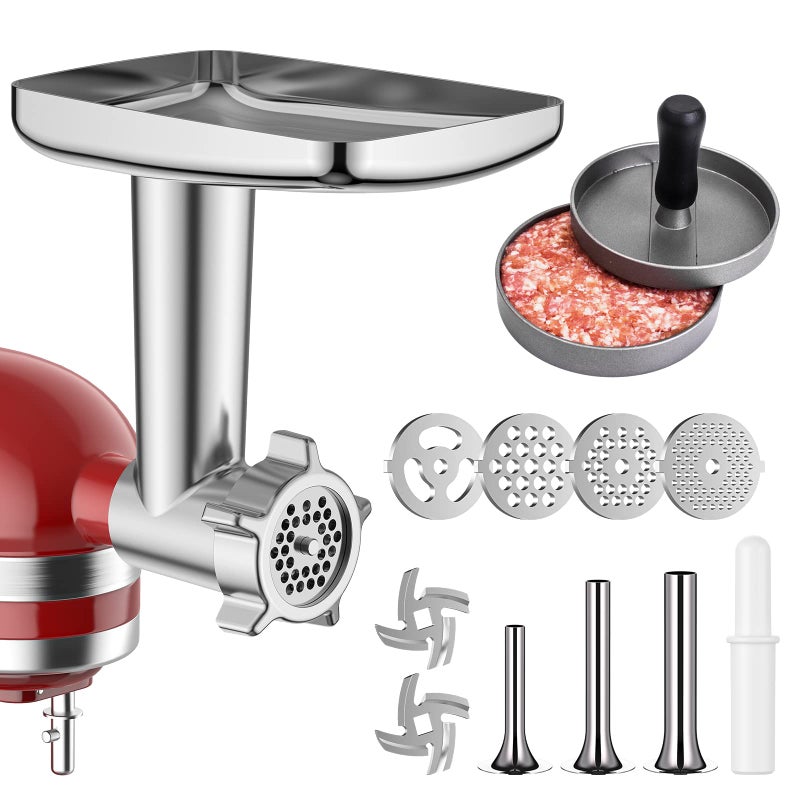 HOZODO Metal Meat Grinder Attachment For KitchenAid Stand Mixer, Sausage Stuffer, Burger Press, Food Grinder Attachment for Kitchen Aid Accessories and Attachments - Image 1