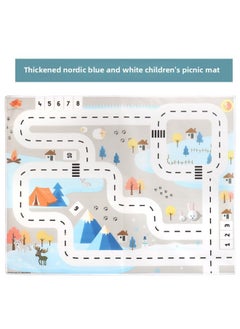 Generic Children's Toys 11 Thickened English Traffic Parking Lot Indoor And Outdoor Play Car Game Mat Outdoor Picnic Mat-Color:Thickened 130*100 Blue And White Parking Lot Picnic Mat (Universal LH003C)  - Image 1